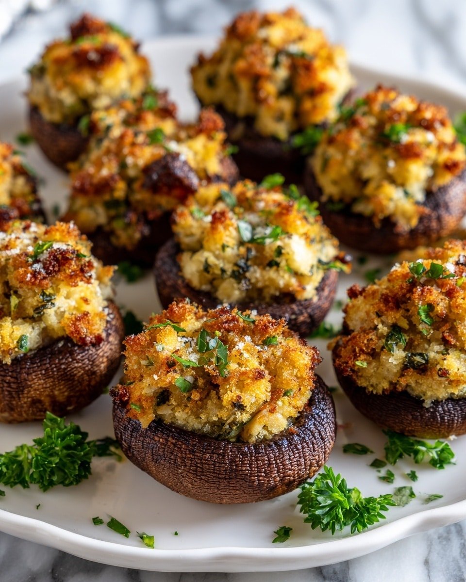 Garlic and Herb Stuffed Mushrooms with Pecorino Recipe - Recipe Image — Garlic and Herb Stuffed Mushrooms with Pecorino, stuffed mushroom appetizer, easy mushroom recipes, herbed mushroom bites, cheesy mushroom dish