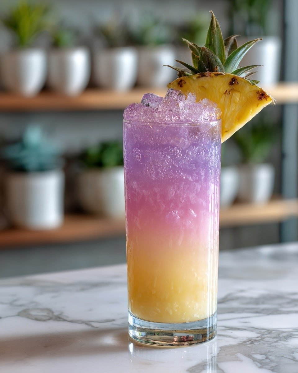 Royal Hawaiian Cocktail Recipe - Recipe Image — Royal Hawaiian Cocktail, Royal Hawaiian Cocktail Recipe, tropical cocktail with Empress 1908 Indigo Gin, easy Hawaiian cocktail, pineapple and orgeat cocktail