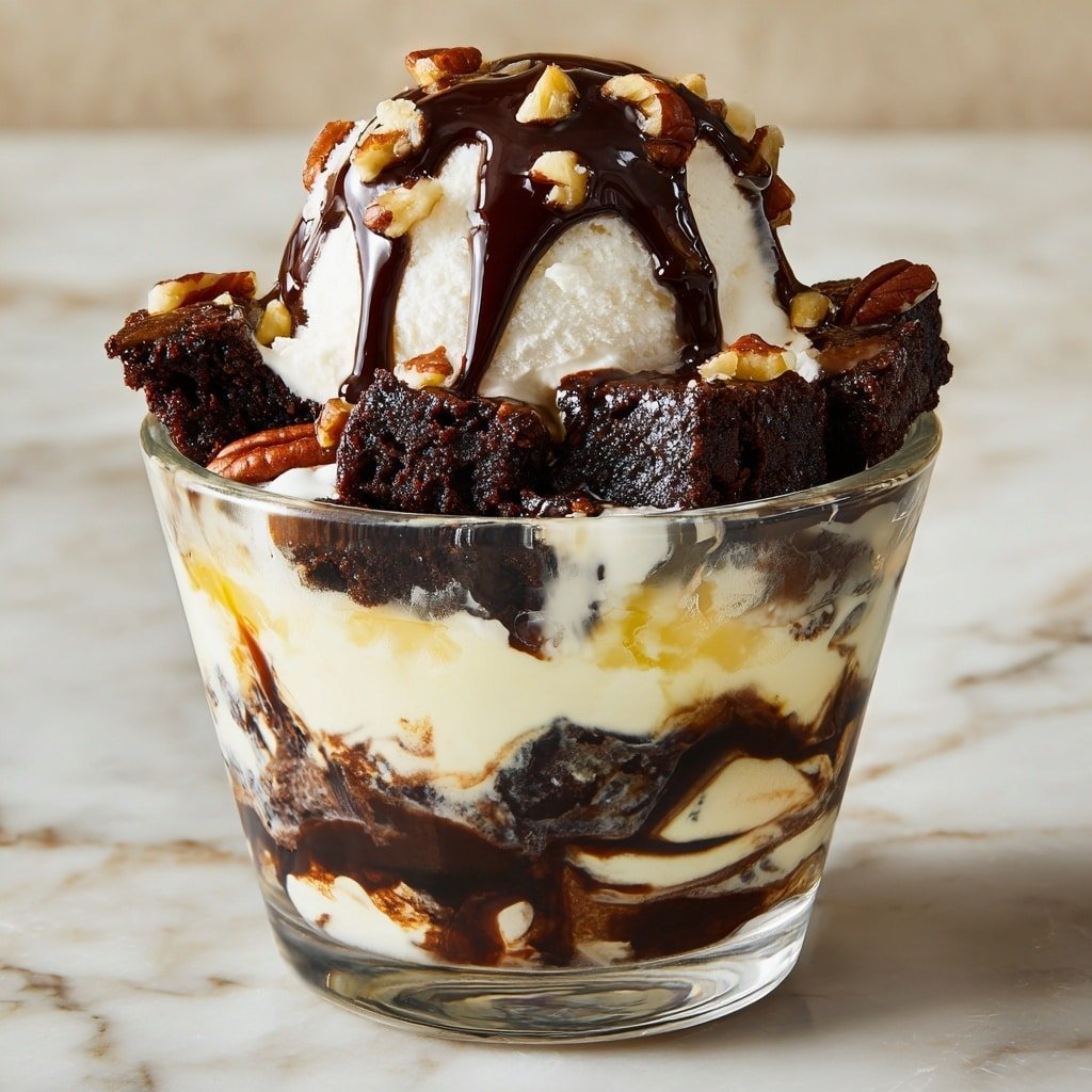 Brownie Sundae Recipe - Recipe Image — Brownie Sundae, Brownie Sundae Recipe, chocolate dessert, easy brownie sundaes, indulgent ice cream dessert
