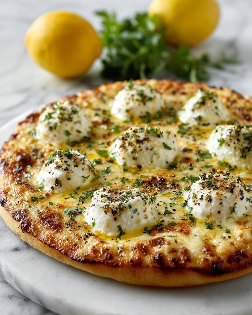 Lemon Pizza with Fresh Herbs Recipe - Recipe Image — Lemon Pizza with Fresh Herbs, Lemon Pizza, Herb-infused pizza, Citrusy pizza recipe, Easy lemon pizza