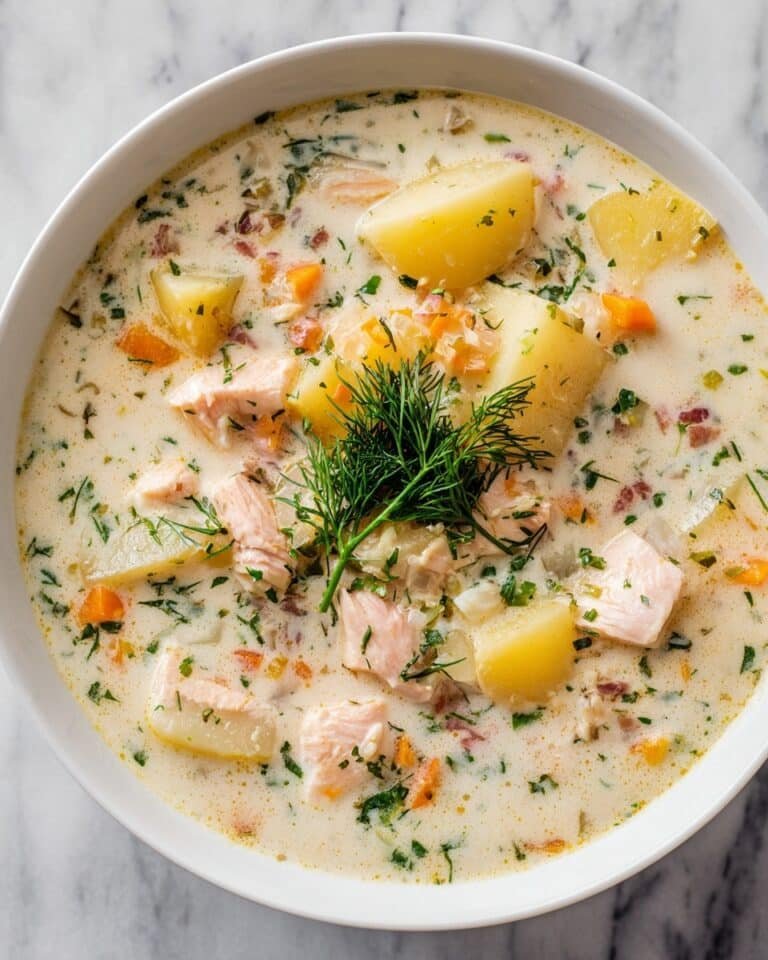 Creamy Dill Salmon Soup with Potatoes and Leeks Recipe