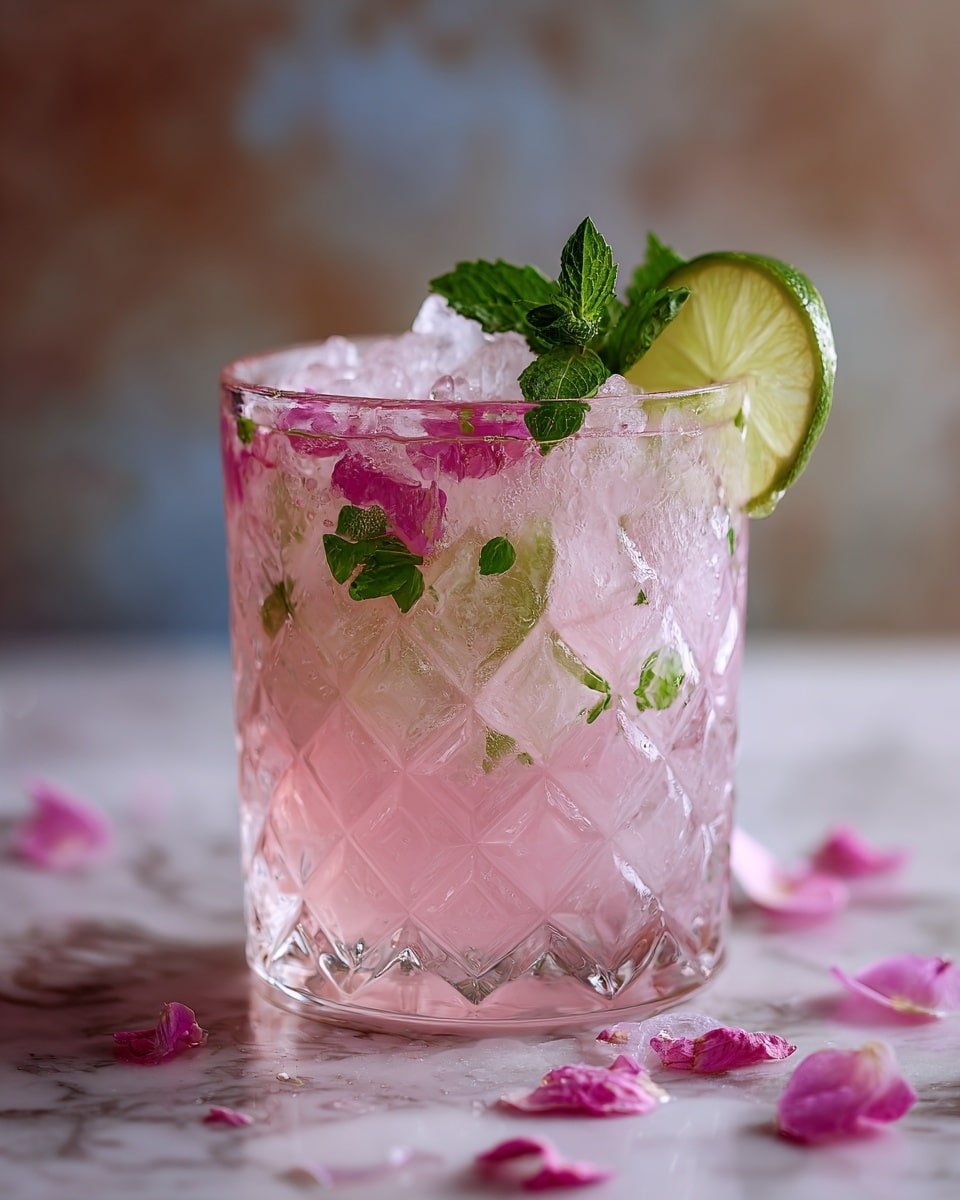 Lychee Rose Mojito Recipe - Recipe Image — Lychee Rose Mojito, Lychee Rose Mojito cocktail, floral mojito recipe, refreshing lychee mojito, easy mojito with rose and lychee