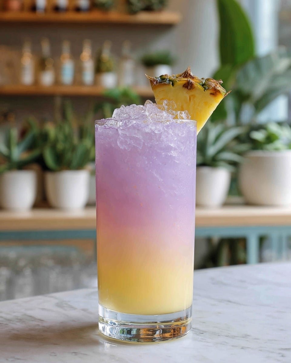 Royal Hawaiian Cocktail Recipe - Recipe Image — Royal Hawaiian Cocktail, Royal Hawaiian Cocktail Recipe, tropical cocktail with Empress 1908 Indigo Gin, easy Hawaiian cocktail, pineapple and orgeat cocktail