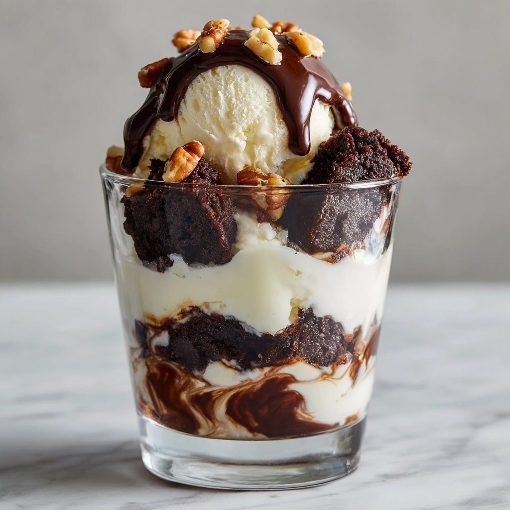 Brownie Sundae Recipe - Recipe Image — Brownie Sundae, Brownie Sundae Recipe, chocolate dessert, easy brownie sundaes, indulgent ice cream dessert