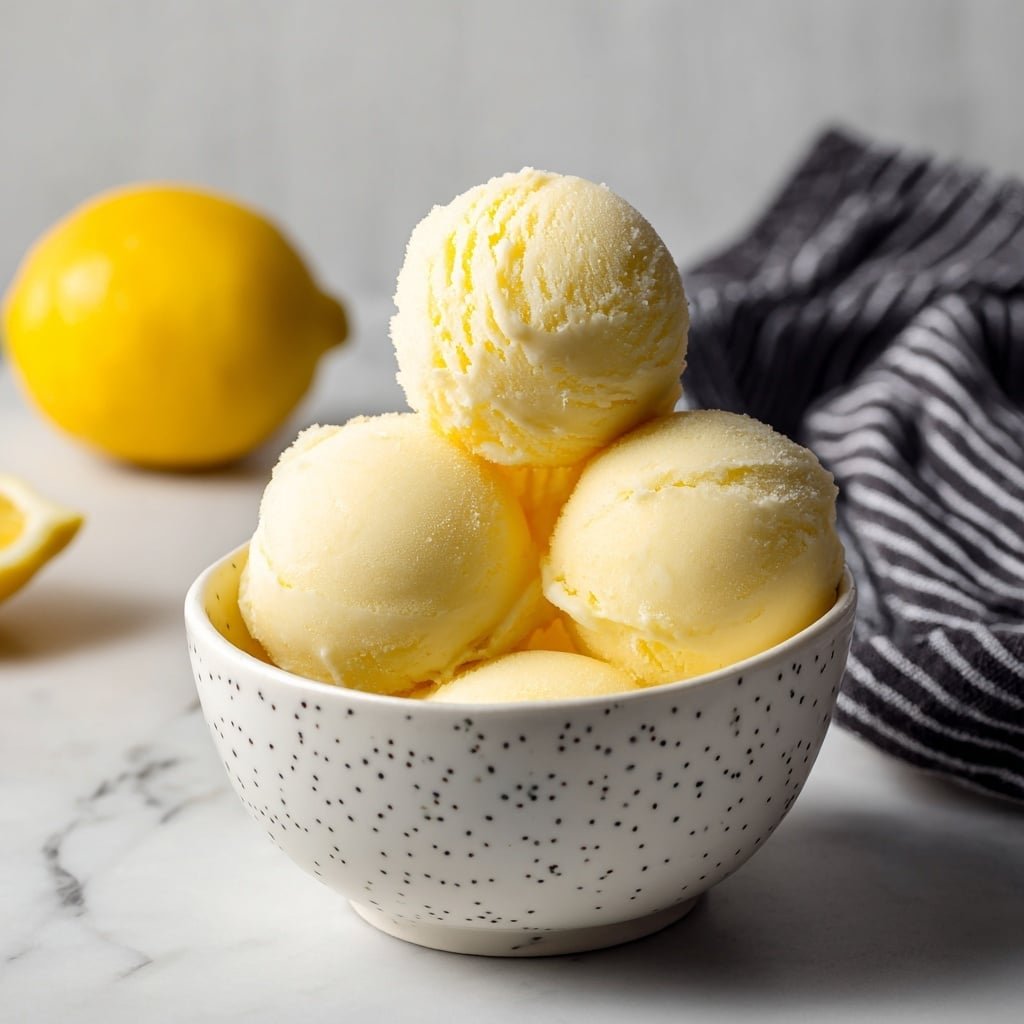 Lemonade Sorbet Recipe - Recipe Image — Lemonade Sorbet, Lemonade Sorbet Recipe, Easy Lemonade Frozen Dessert, Refreshing Lemon Sorbet, Homemade Lemon Sorbet
