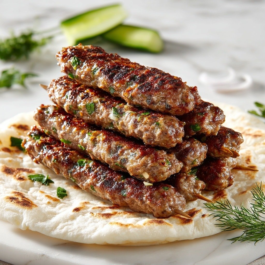 Kofte Kebabs Recipe - Recipe Image — Kofte Kebabs, Kofte Kebabs Recipe, Spiced Meat Kebabs, Grilled Kofte, Easy Kofte Kebabs