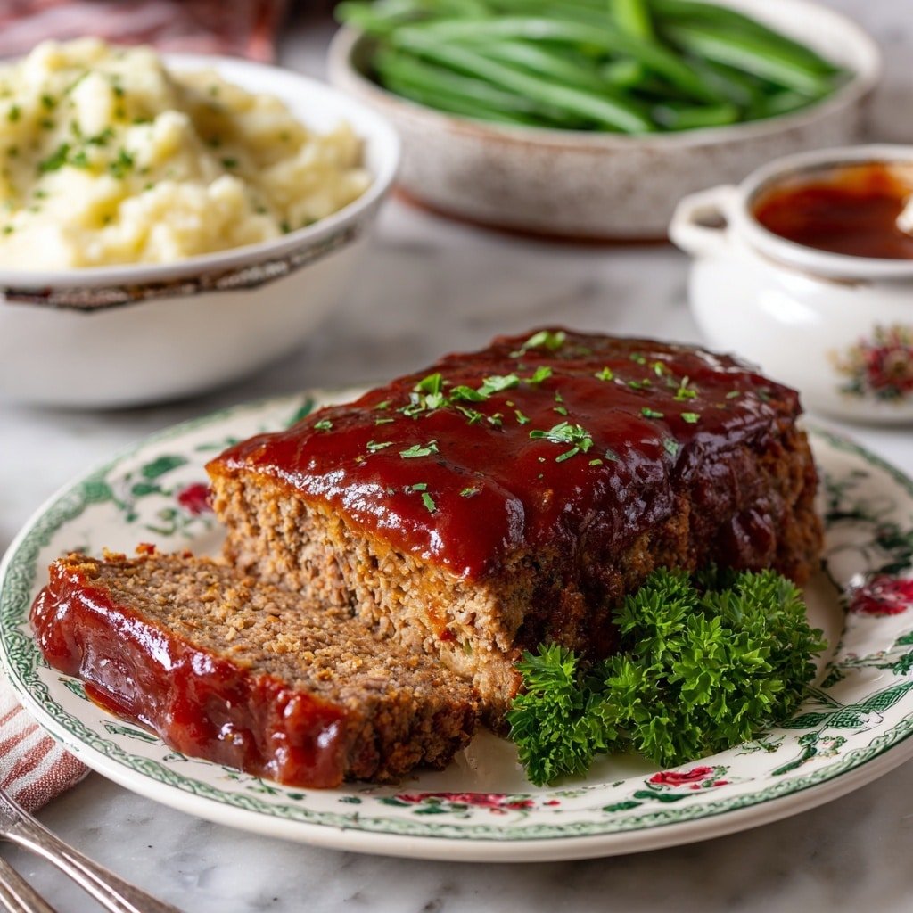 Old-Fashioned Meatloaf Recipe - Recipe Image — Old-Fashioned Meatloaf, classic meatloaf recipe, easy comfort food, traditional meatloaf with glaze, homemade meatloaf idea