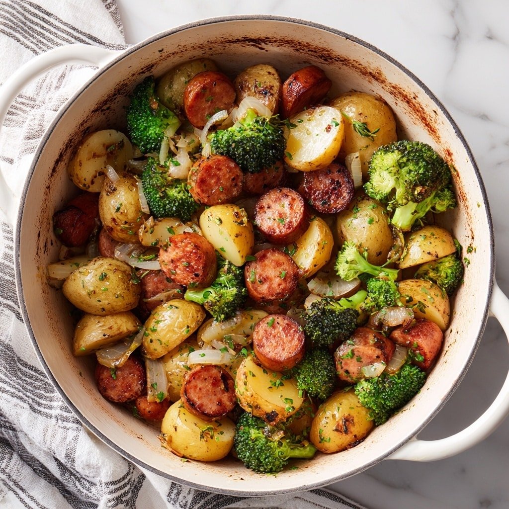 One-Pot Sausage and Potato Casserole Recipe - Recipe Image — One-Pot Sausage and Potato Casserole, sausage and potato bake, easy comfort food recipe, hearty sausage casserole, simple weeknight dinner