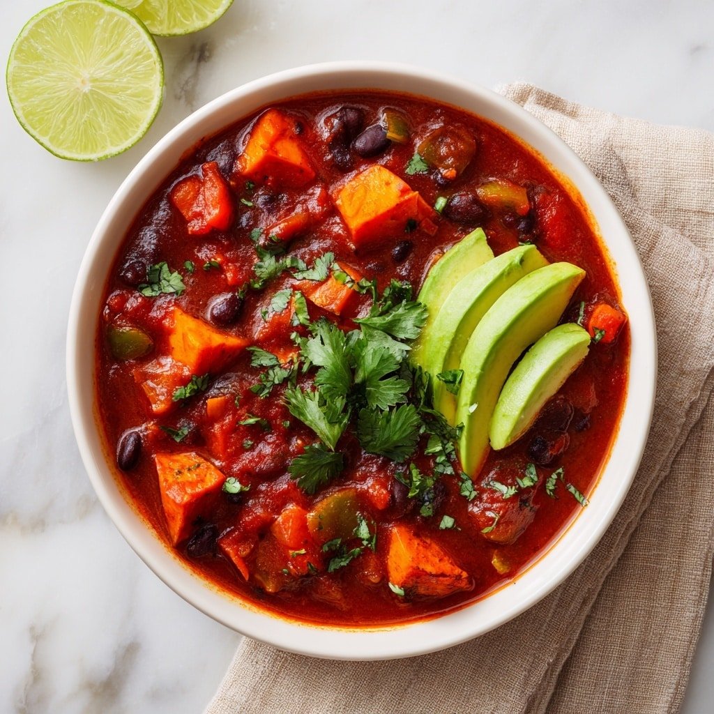 One-Pot Sweet Potato and Black Bean Chili Recipe - Recipe Image — One-Pot Sweet Potato and Black Bean Chili, healthy vegetarian chili recipe, easy vegan one-pot chili, cozy weeknight chili, hearty plant-based chili