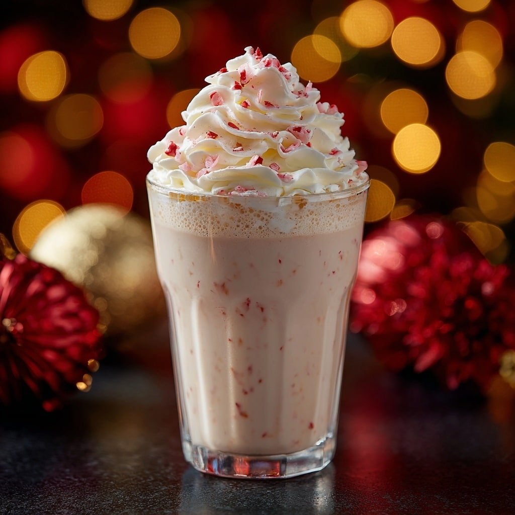 Peppermint Eggnog Cocktail Recipe - Recipe Image — Peppermint Eggnog Cocktail, Peppermint Eggnog Cocktail recipe, holiday eggnog drinks, festive peppermint cocktails, Christmas eggnog drink