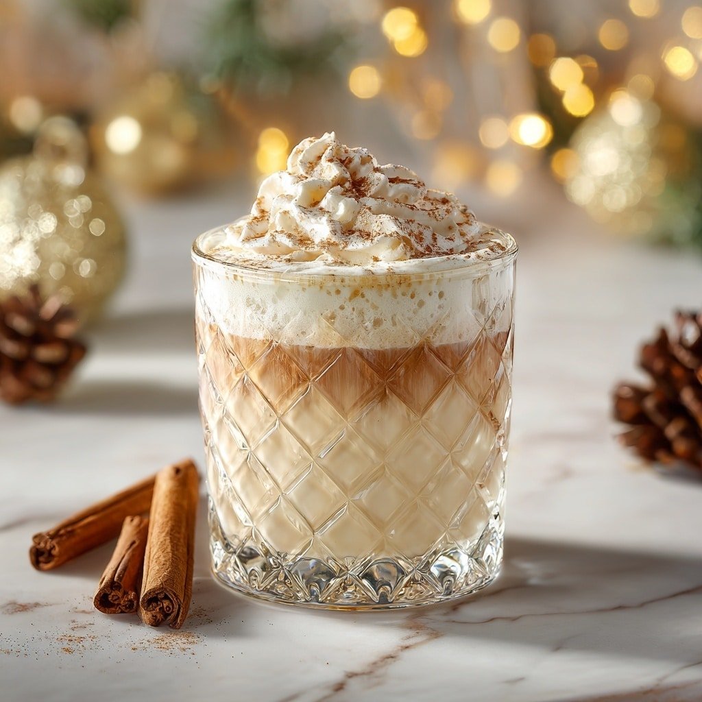 Gingerbread Eggnog Cocktail Recipe - Recipe Image — Gingerbread Eggnog Cocktail, Gingerbread Eggnog Cocktail Recipe, Holiday Eggnog Cocktail, Festive Gingerbread Drink, Warm Holiday Cocktails