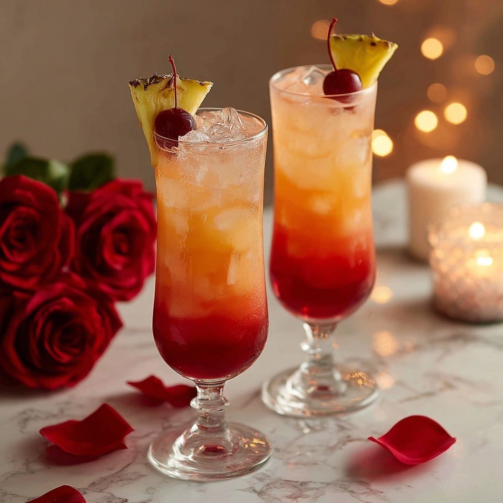 Tropical Sunrise Mocktail Recipe - Recipe Image — Tropical Sunrise Mocktail, tropical mocktail recipe, fruit mocktail drinks, easy non-alcoholic drinks, colorful summer beverages