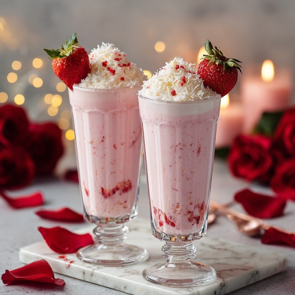 Creamy Strawberry Coconut Mocktail Recipe - Recipe Image — Creamy Strawberry Coconut Mocktail, creamy strawberry coconut mocktail, non-alcoholic strawberry coconut drink, refreshing fruit mocktail, easy coconut strawberry beverage