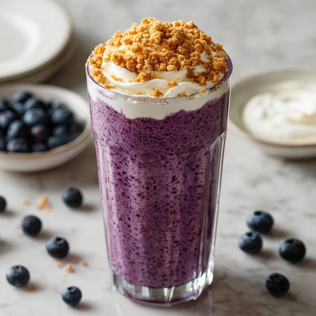 Blueberry Cheesecake Milkshake Recipe - Recipe Image — Blueberry Cheesecake Milkshake, blueberry cheesecake smoothie, easy blueberry milkshake recipe, best blueberry milkshake, creamy cheesecake milkshake