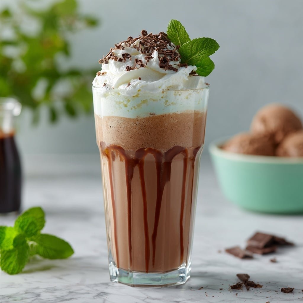 Chocolate Mint Milkshake Recipe - Recipe Image — Chocolate Mint Milkshake, easy mint chocolate shake, refreshing chocolate milkshake, homemade mint milkshake, creamy chocolate mint beverage