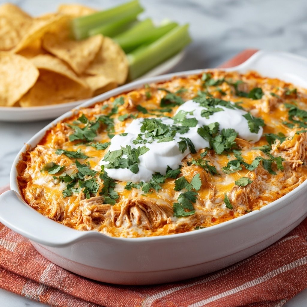 Buffalo Chicken Dip Recipe - Recipe Image — Buffalo Chicken Dip, Buffalo Chicken Dip recipe, cheesy buffalo chicken appetizer, spicy chicken dip, easy buffalo chicken dip