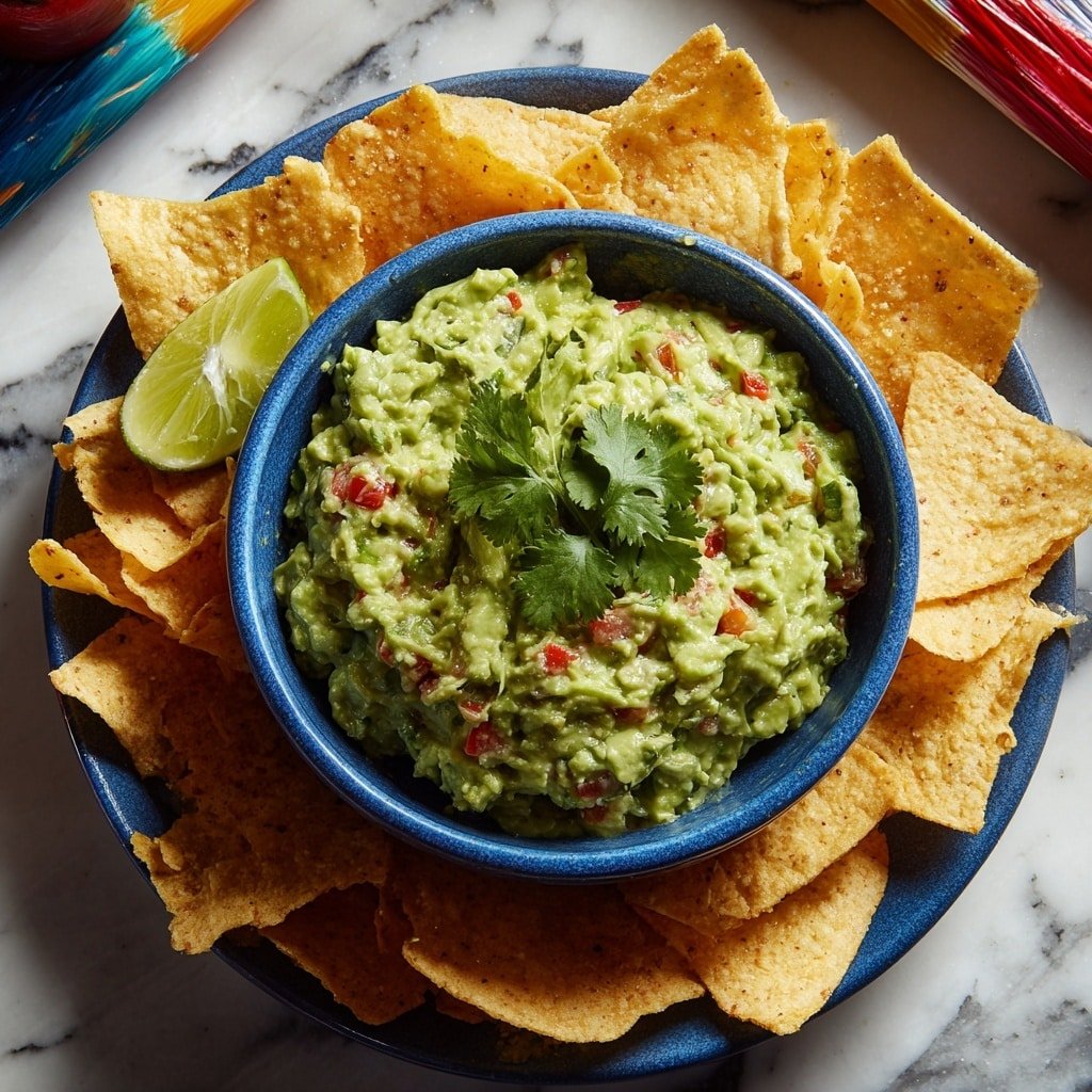 Creamy Homemade Guacamole with Crispy Chips Recipe - Recipe Image — Creamy Homemade Guacamole with Crispy Chips, homemade guacamole, easy guacamole recipe, best guacamole and chips, fresh avocado dip