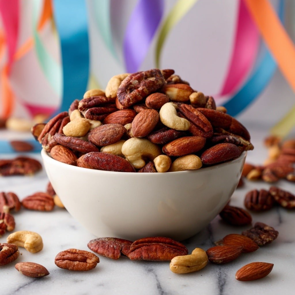Sweet and Spicy Nuts Recipe - Recipe Image — Sweet and Spicy Nuts, sweet and spicy nuts recipe, roasted nuts with heat and sweetness, easy snack recipes, homemade spicy nut mix
