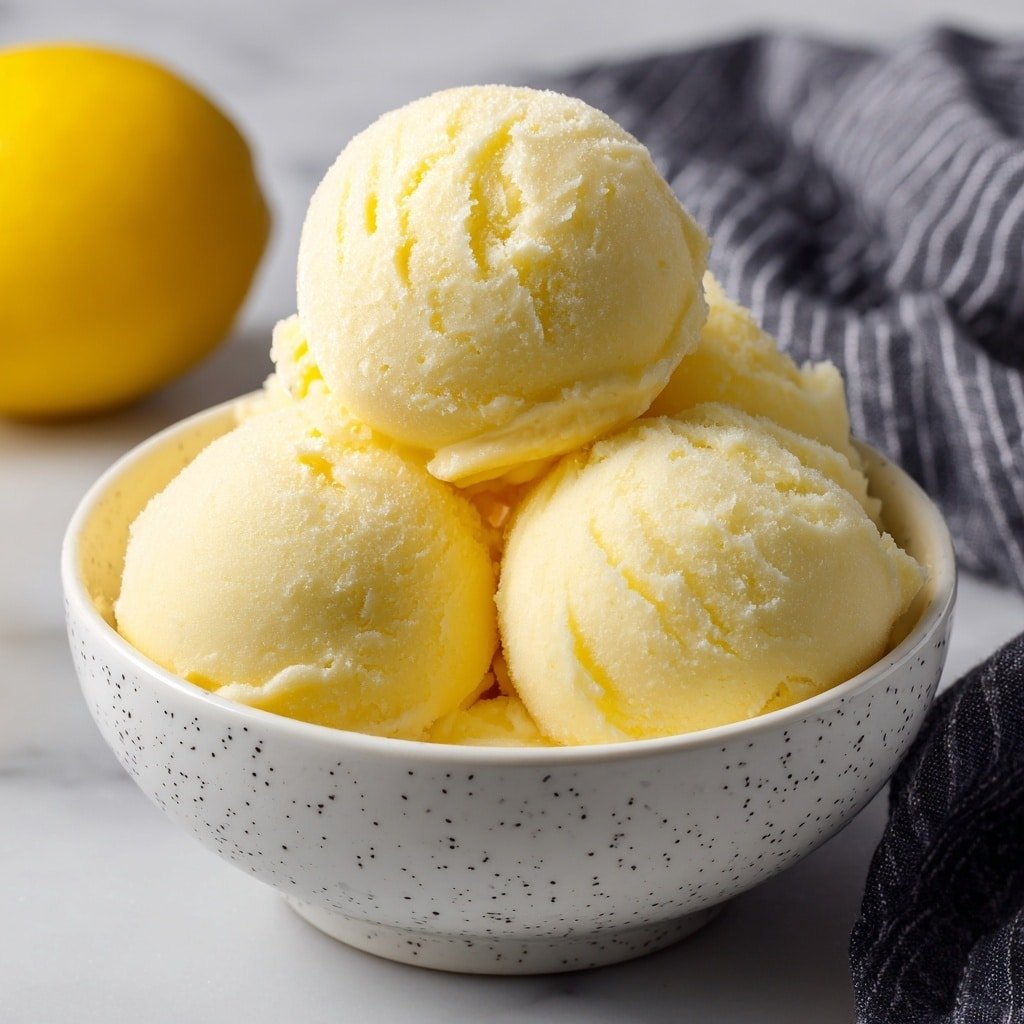 Lemonade Sorbet Recipe - Recipe Image — Lemonade Sorbet, Lemonade Sorbet Recipe, Easy Lemonade Frozen Dessert, Refreshing Lemon Sorbet, Homemade Lemon Sorbet