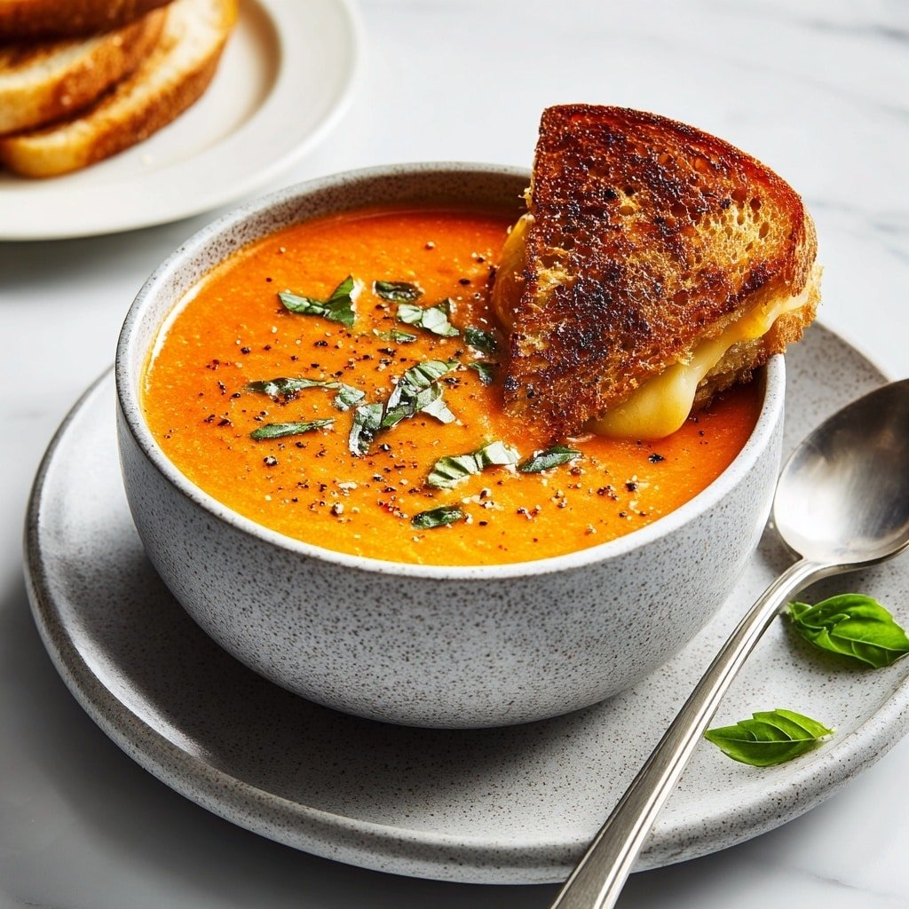 Creamy Tomato Soup with Grilled Cheese Recipe