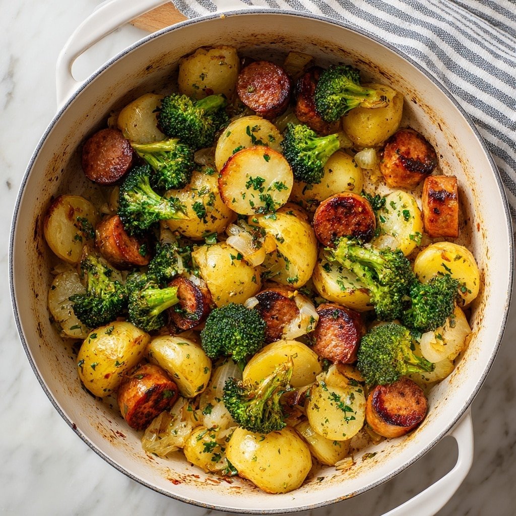 One-Pot Sausage and Potato Casserole Recipe - Recipe Image — One-Pot Sausage and Potato Casserole, sausage and potato bake, easy comfort food recipe, hearty sausage casserole, simple weeknight dinner