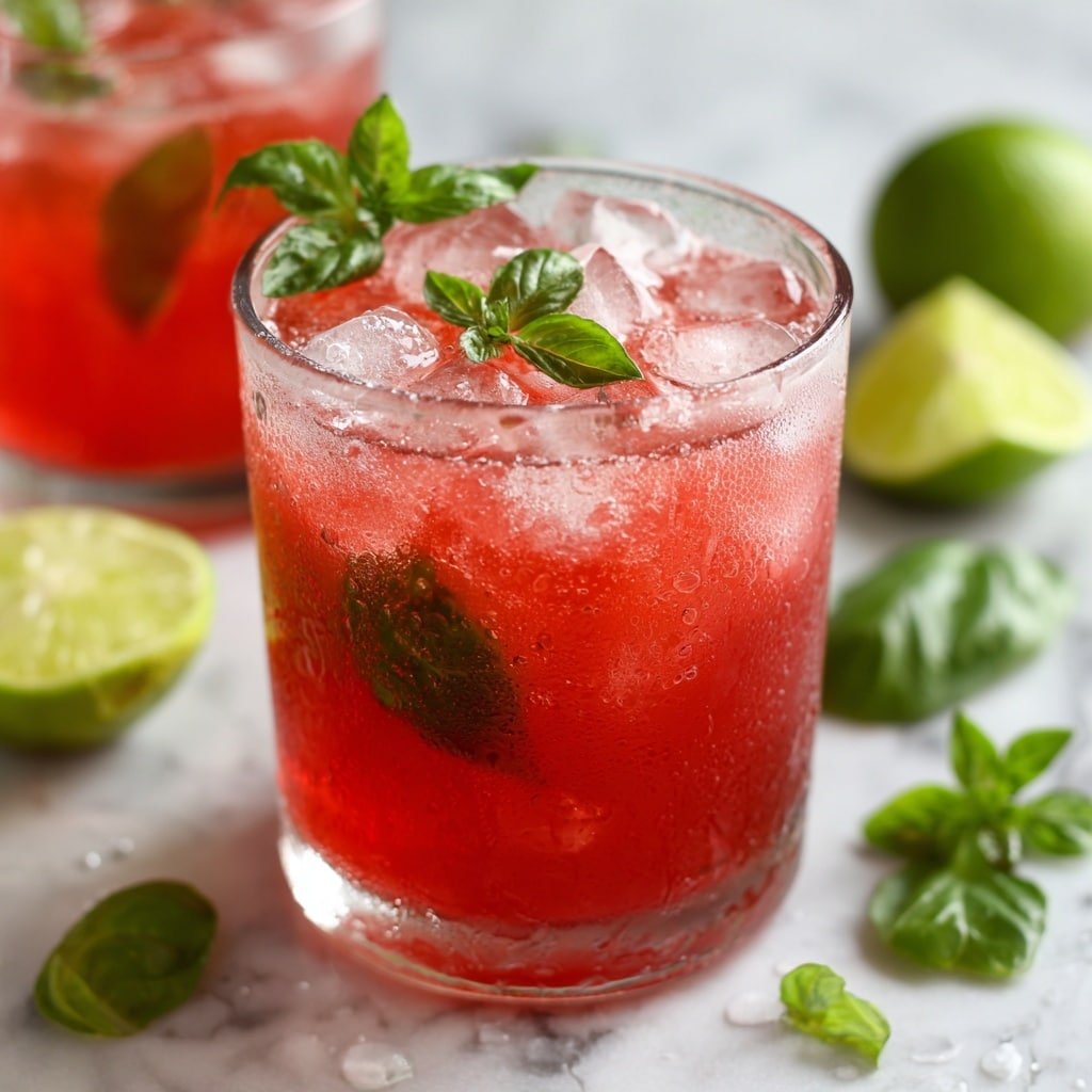 Watermelon Basil Cooler Recipe - Recipe Image — Watermelon Basil Cooler, Watermelon Basil Cooler recipe, refreshing watermelon drinks, summer herbal beverages, easy fruit cooler