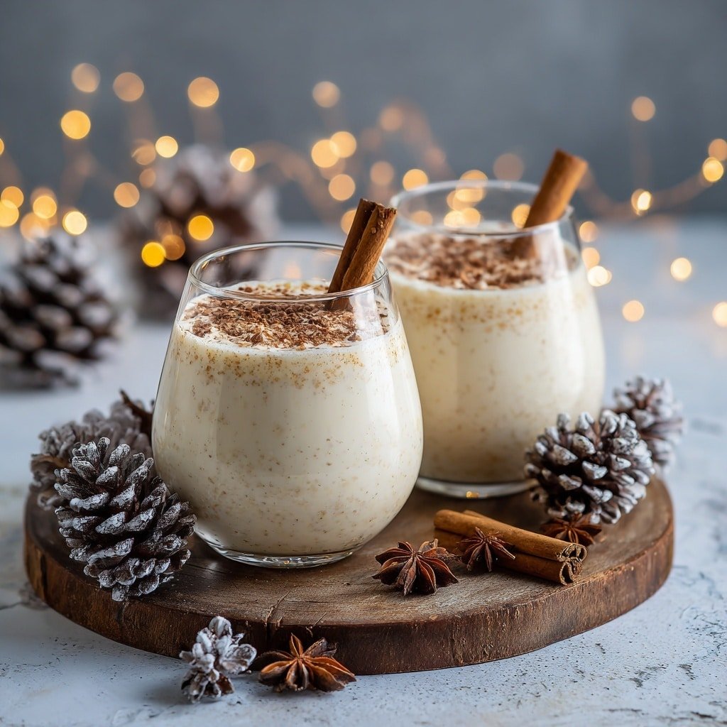 Classic Eggnog Cocktail Recipe - Recipe Image — Classic Eggnog Cocktail, holiday eggnog drink, creamy spiced eggnog, boozy holiday cocktail, festive eggnog recipe