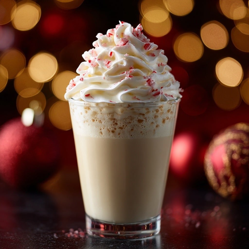 Peppermint Eggnog Cocktail Recipe - Recipe Image — Peppermint Eggnog Cocktail, Peppermint Eggnog Cocktail recipe, holiday eggnog drinks, festive peppermint cocktails, Christmas eggnog drink