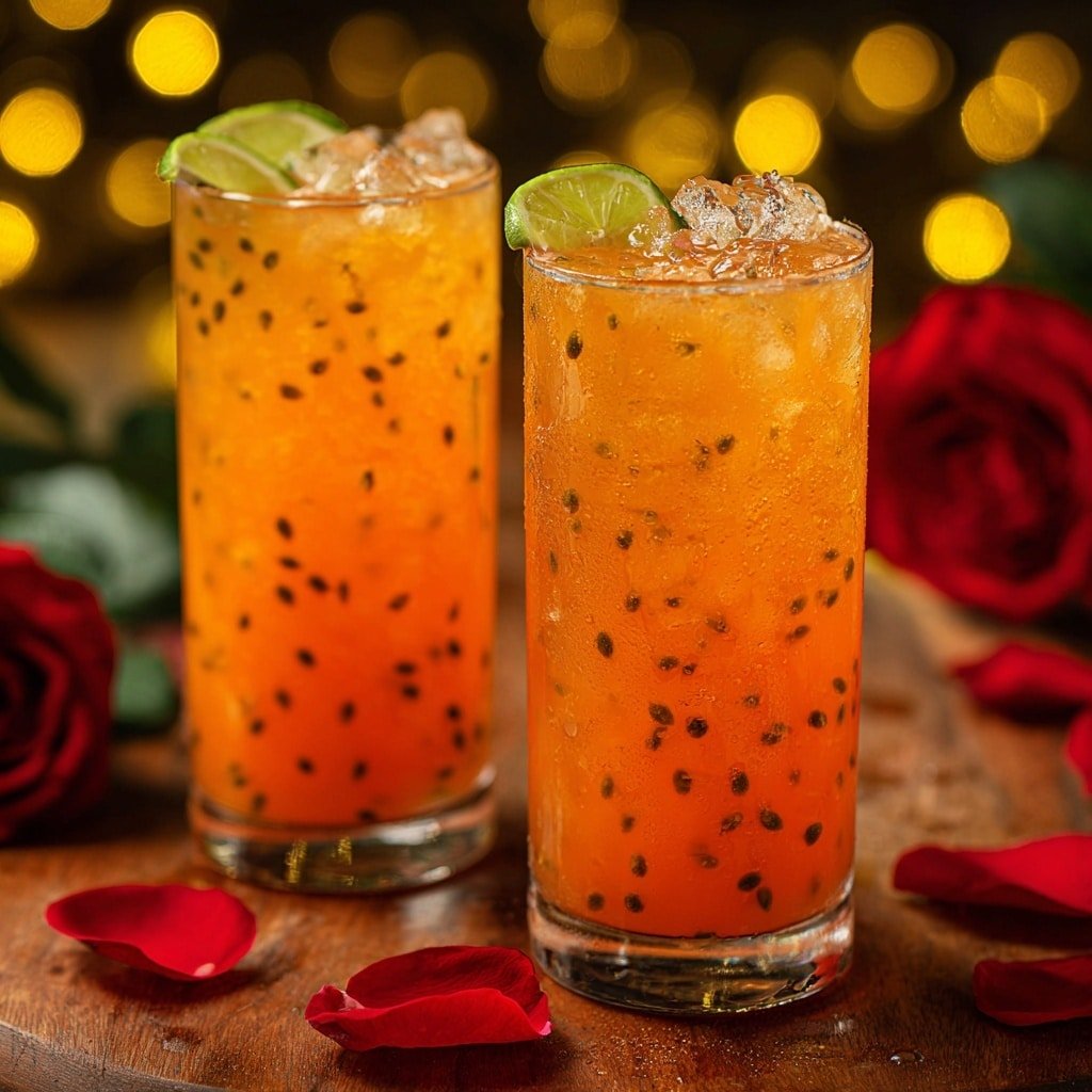 Passion Fruit Fizz Recipe - Recipe Image — Passion Fruit Fizz, Passion Fruit Fizz Recipe, Easy Fruit Fizz Drink, Non-Alcoholic Sparkling Drink, Summer Refreshing Beverages