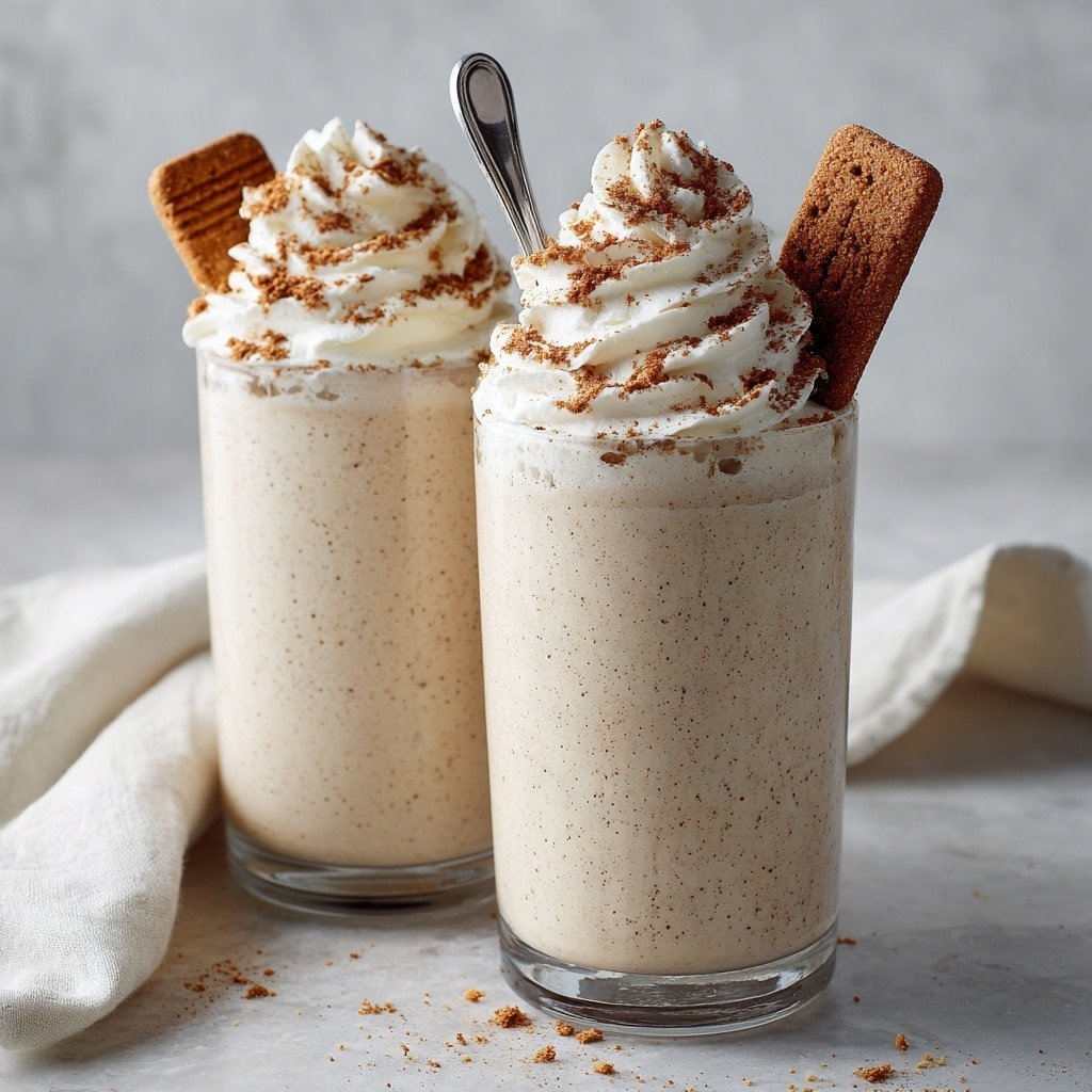 Biscoff Cookie Milkshake Recipe - Recipe Image — Biscoff Cookie Milkshake, Biscoff milkshake recipe, easy cookie milkshake, caramel cookie shake, homemade Biscoff milkshake