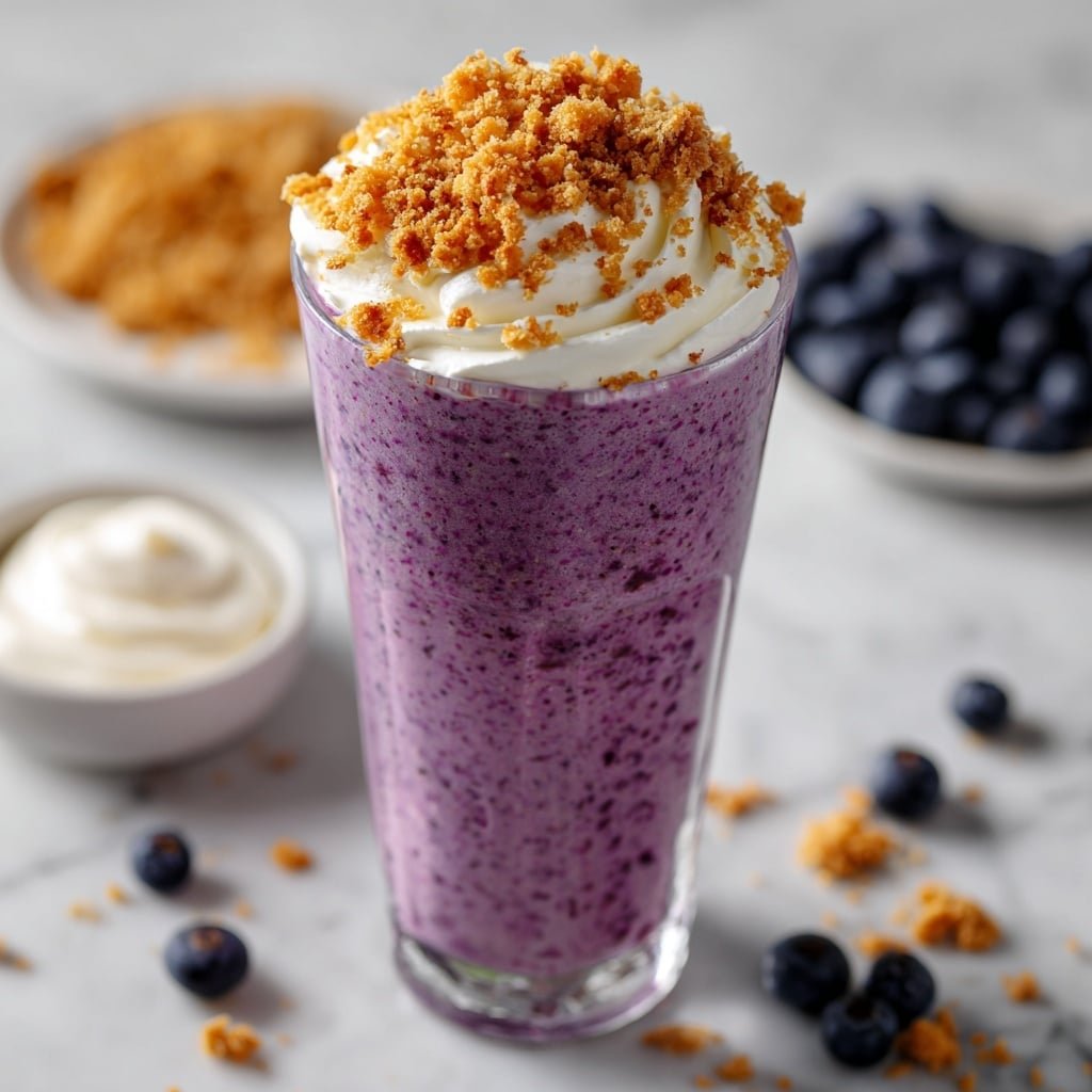Blueberry Cheesecake Milkshake Recipe - Recipe Image — Blueberry Cheesecake Milkshake, blueberry cheesecake smoothie, easy blueberry milkshake recipe, best blueberry milkshake, creamy cheesecake milkshake