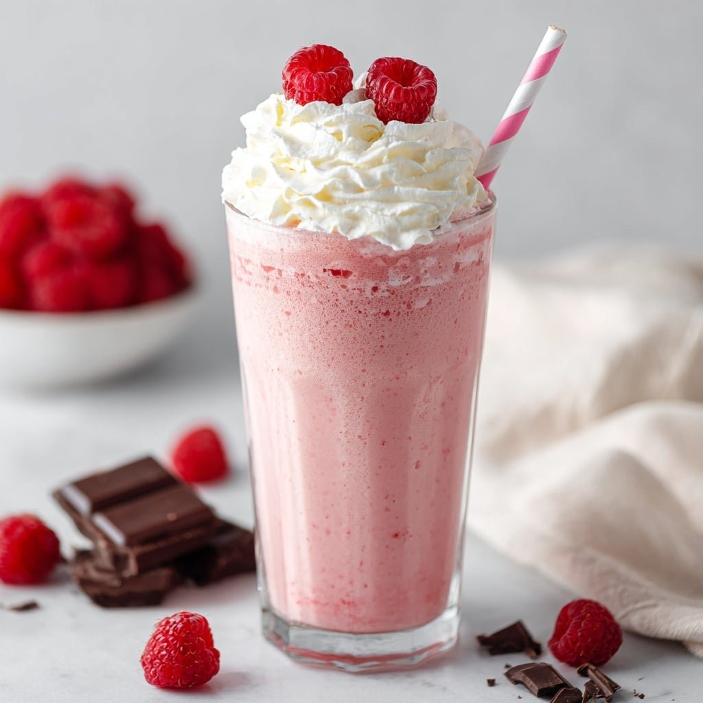 Raspberry White Chocolate Milkshake Recipe - Recipe Image — Raspberry White Chocolate Milkshake, easy berry milkshake, creamy fruit milkshake, quick homemade milkshake, refreshing berry dessert