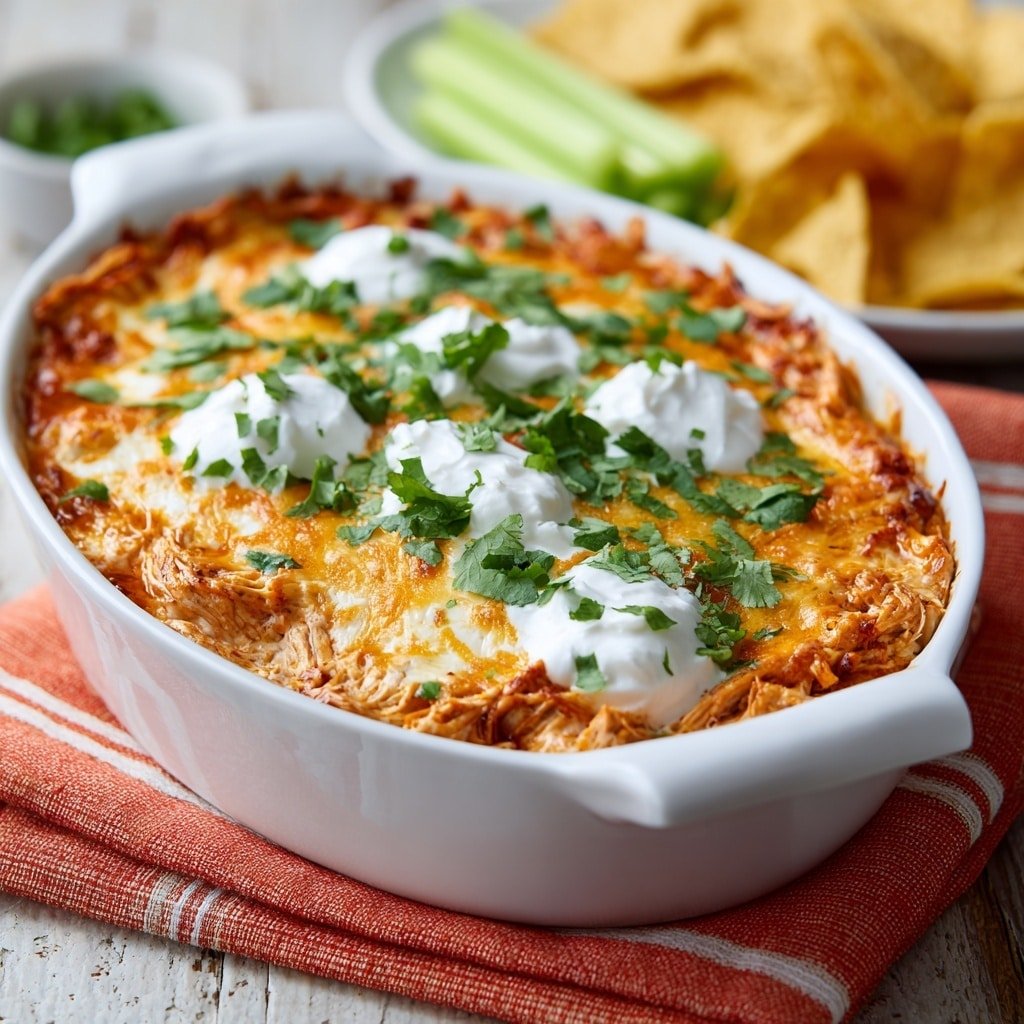 Buffalo Chicken Dip Recipe - Recipe Image — Buffalo Chicken Dip, Buffalo Chicken Dip recipe, cheesy buffalo chicken appetizer, spicy chicken dip, easy buffalo chicken dip