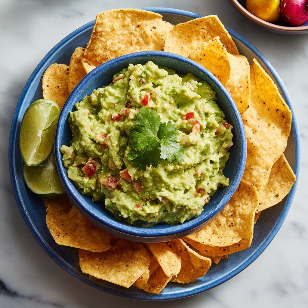 Creamy Homemade Guacamole with Crispy Chips Recipe