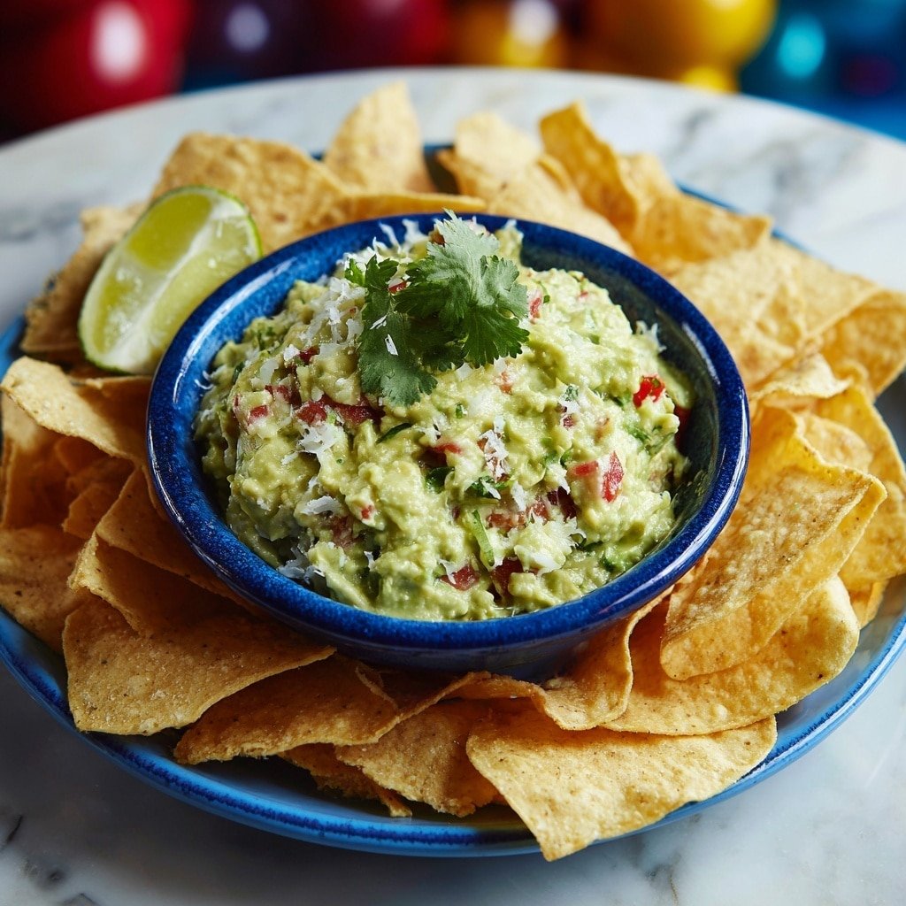 Creamy Homemade Guacamole with Crispy Chips Recipe - Recipe Image — Creamy Homemade Guacamole with Crispy Chips, homemade guacamole, easy guacamole recipe, best guacamole and chips, fresh avocado dip