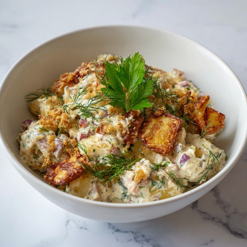 Smashed Potato Salad with Fresh Herbs and Creamy Dressing Recipe