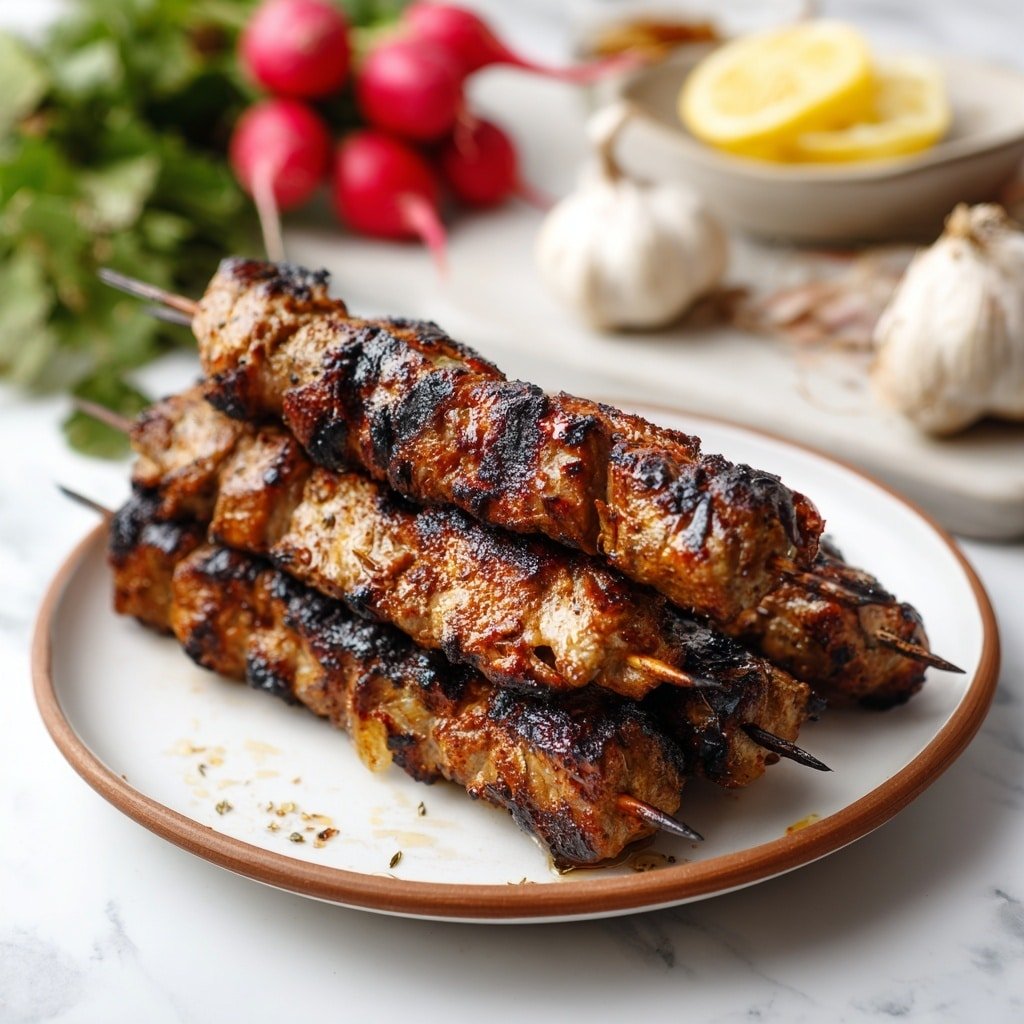 Grilled Marinated Pork Skewers with Homemade Aioli Recipe - Recipe Image — Grilled Marinated Pork Skewers with Homemade Aioli, flavorful pork skewers, easy grilled pork recipes, summer BBQ pork, homemade aioli dipping sauce