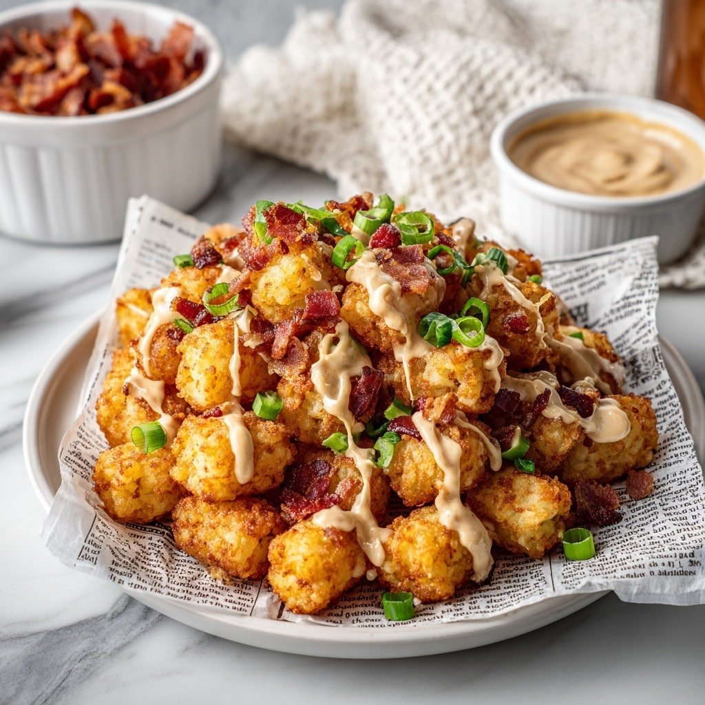 Loaded Tater Tots with Bacon, Queso, and Ranch Recipe