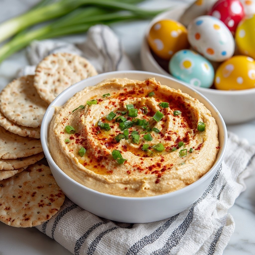 Roasted Red Pepper Hummus Recipe - Recipe Image — Roasted Red Pepper Hummus, roasted red pepper hummus recipe, easy hummus dip, homemade veggie dip, vibrant appetizer