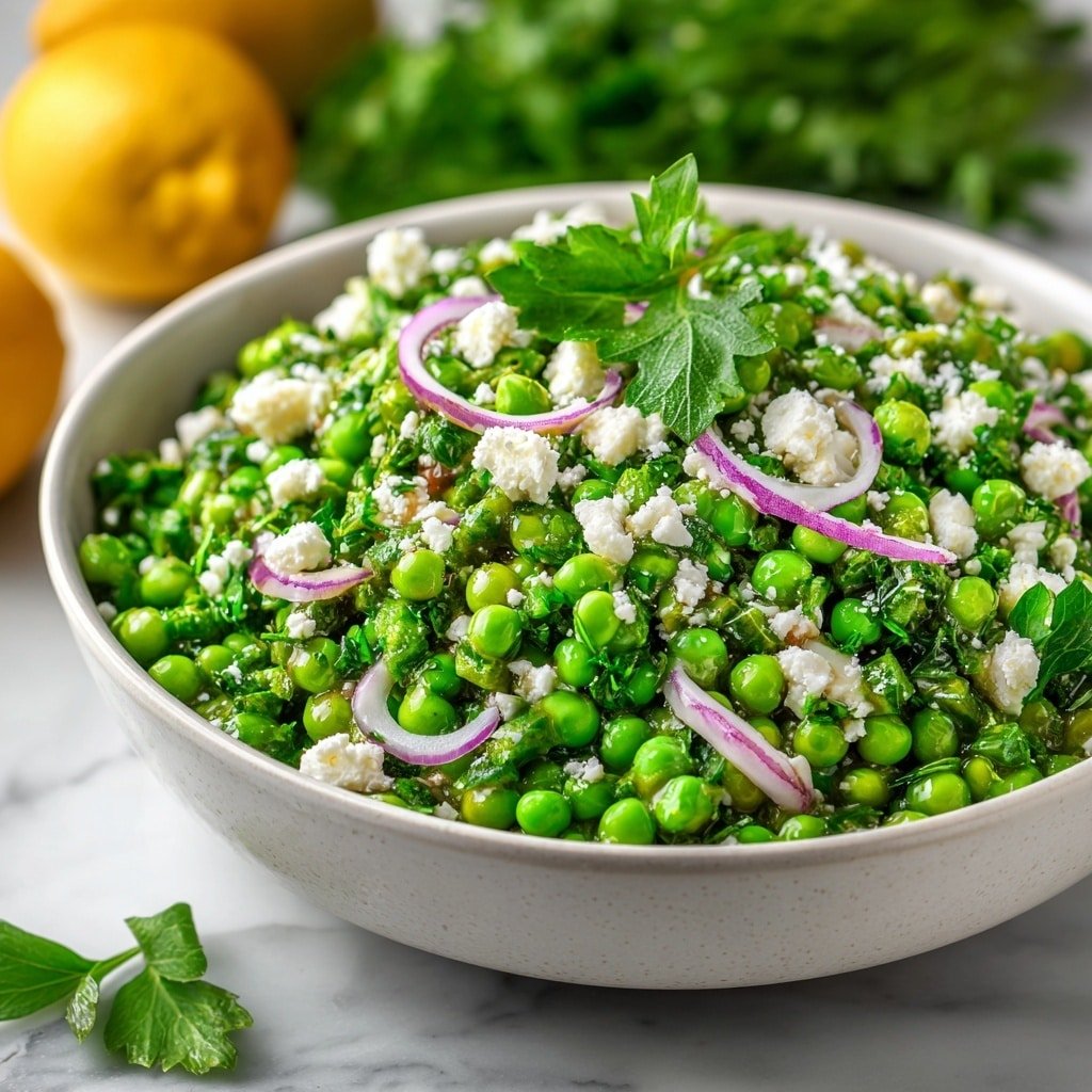 Spring Pea and Mint Salad Recipe - Recipe Image — Spring Pea and Mint Salad, spring salad recipes, fresh pea salad, mint salad ideas, healthy spring side dishes