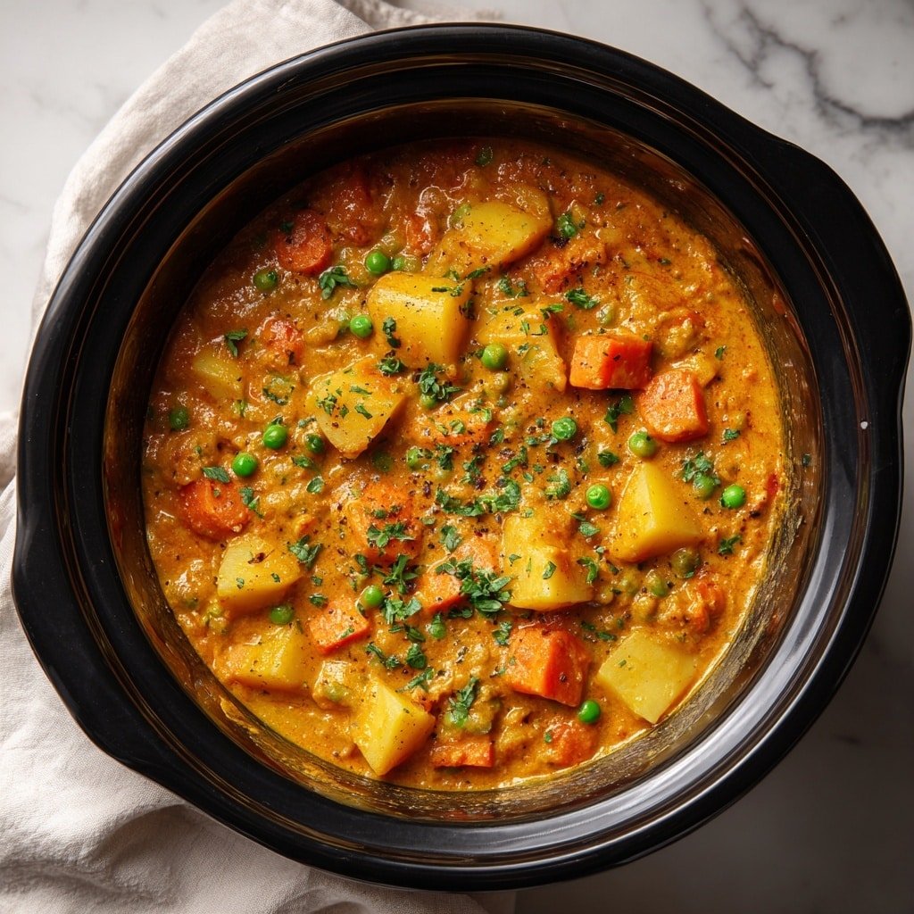 Crockpot Vegetable Curry Recipe - Recipe Image — Crockpot Vegetable Curry, Easy Crockpot Curry, Vegetarian Slow Cooker Curry, Healthy Vegetable Curry, Fragrant Crockpot Curry