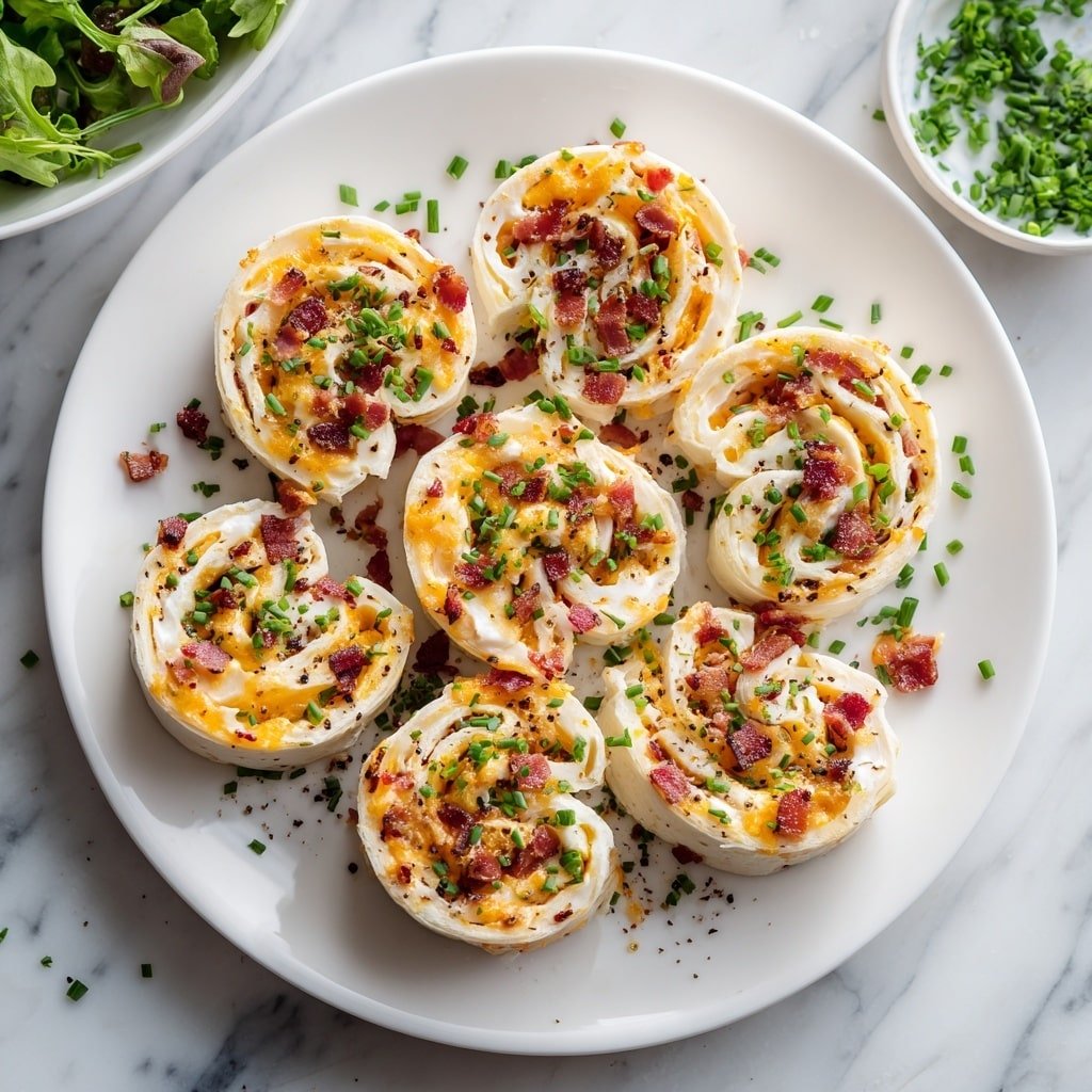Bacon Cheddar Pinwheels Recipe - Recipe Image — Bacon Cheddar Pinwheels, Bacon Cheddar Pinwheels recipe, easy bacon pinwheels, cheesy bacon appetizers, quick savory snacks