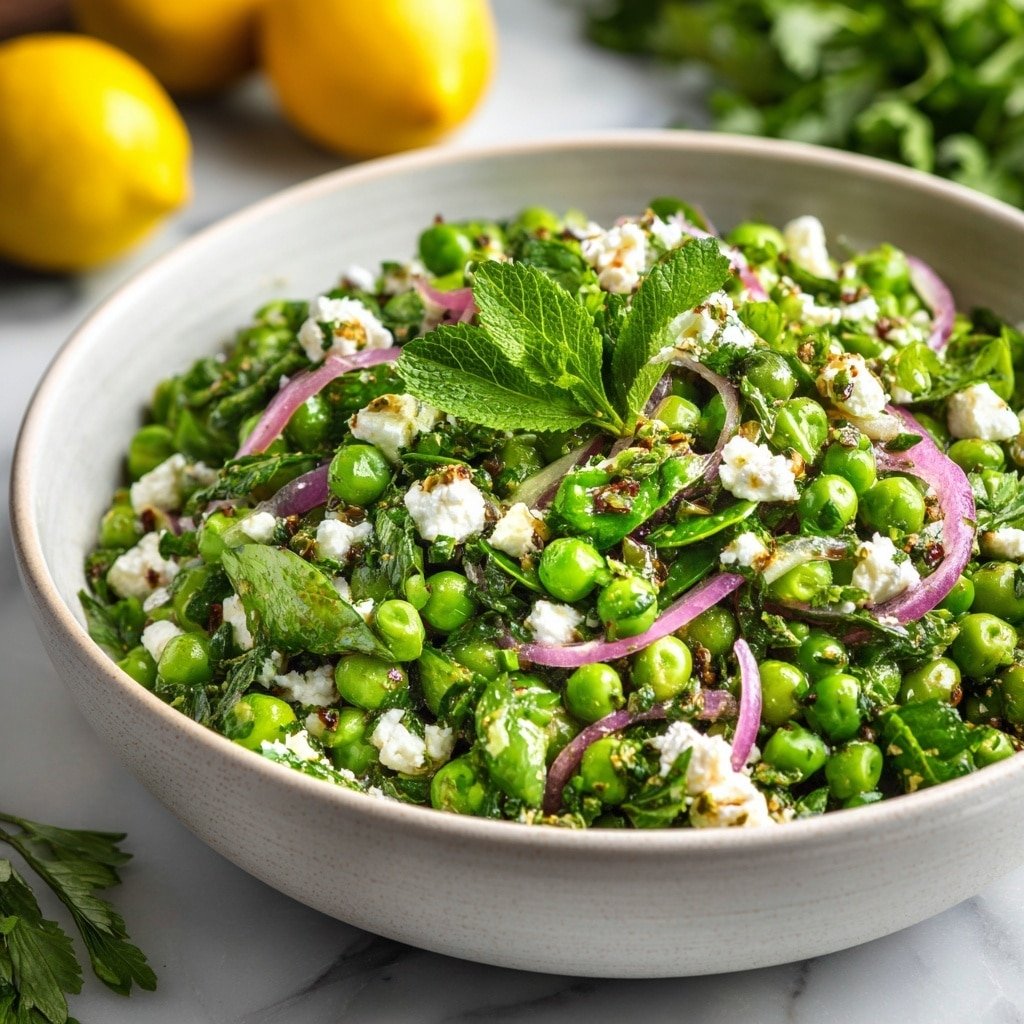 Spring Pea and Mint Salad Recipe - Recipe Image — Spring Pea and Mint Salad, spring salad recipes, fresh pea salad, mint salad ideas, healthy spring side dishes