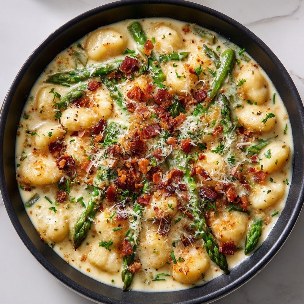 Creamy Asparagus Bacon Gnocchi Recipe